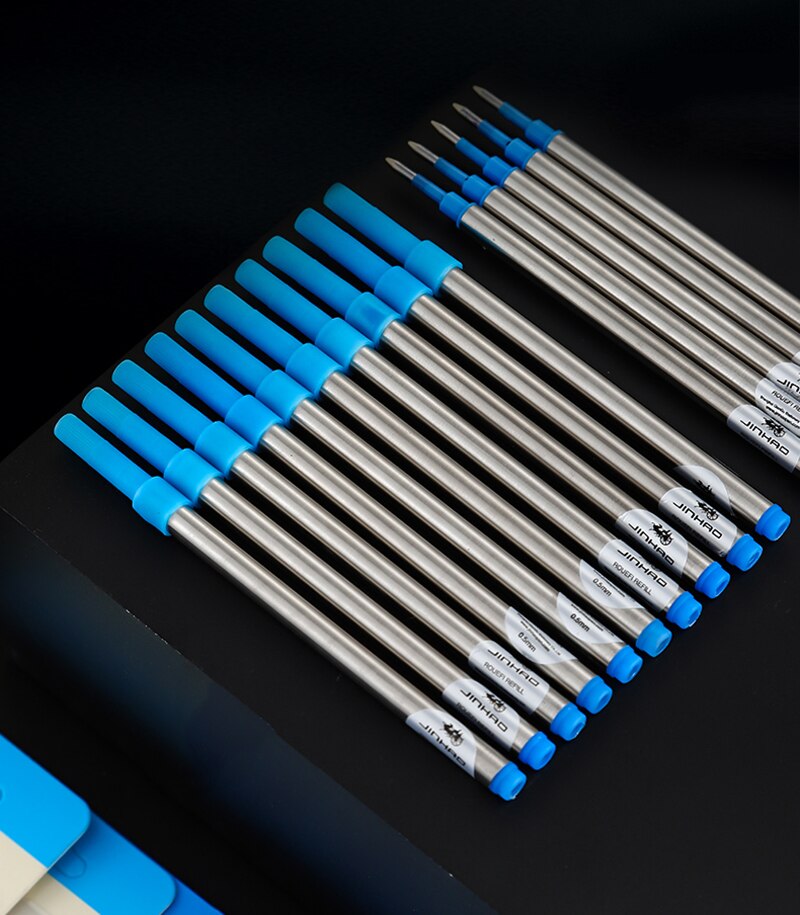 10PCS/lot Rollerball Pen Refill 0.5mm 0.7mm Nib Black/Blue Ink Original refill for Writing Accessories School Stationery