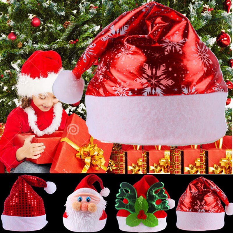 Christmas Hats 9 Types Santa Claus Hat Chrismas Xmas Adults Kids Unisex