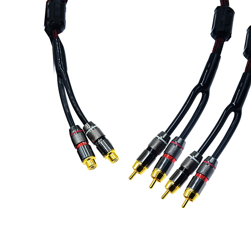 Geluid Y Splitter Dual 2 Twee Rca Female Naar Vier 4 Rca Male Versterker Luidspreker Kabel 4RCA https://Www. Met Audio Cabl