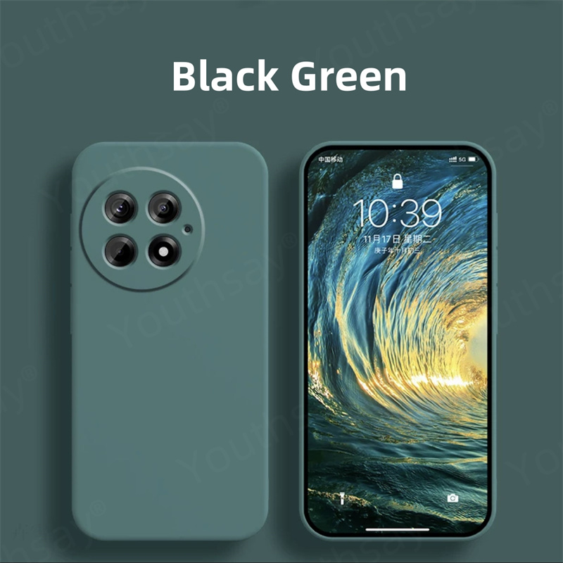 Para Oneplus 13 funda Oneplus 13 13R 12 12R 11 funda Coque Fundas Original silicona líquida suave TPU parachoques trasero para teléfono Oneplus 13: Verde negro / Para iPhone 16