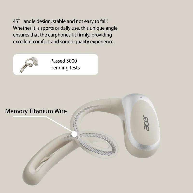 Auricolari acer ows open-ear ganci auricolari wireless bluetooth 5.4 cuffie auricolari ad alta risoluzione bass boost auricolari sportivi 48 ore ohr -517