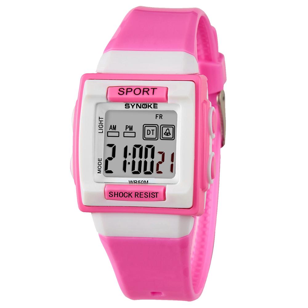 Uthai CQ116 Kinderen Student Waterdichte Digitale Horloge Mode Kleurrijke Stopwatch Wekker Multifunctionele Digitale Horloge: pink