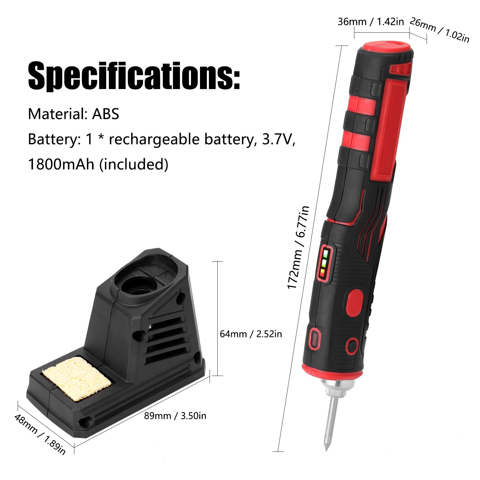 Batteria al litio ricaricabile del saldatore di carico del ferro per saldatura elettrico senza cordone 480 ℃ con ferro de solda leggero luminoso del portato