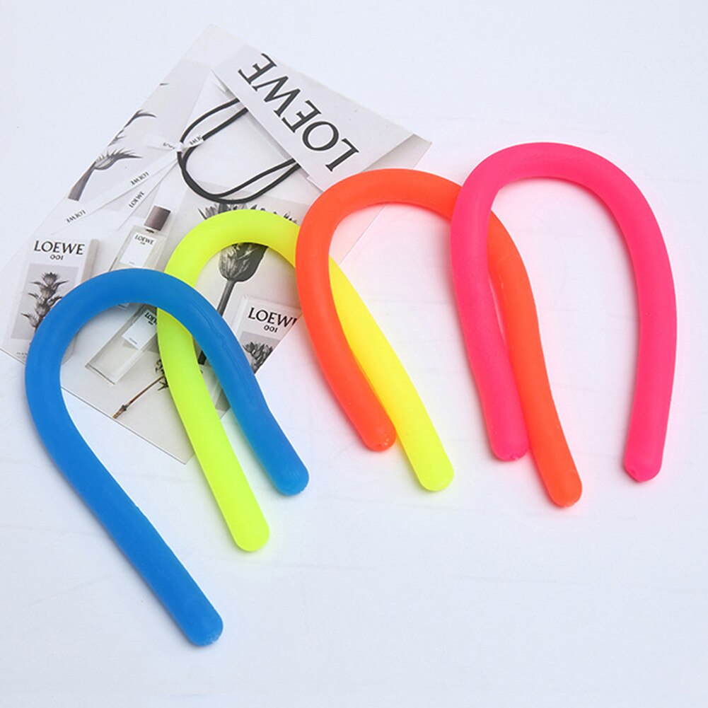 6pcs TPR Soft Noodle Elastic Rope Toys for Kids Decompression Artifact Vent Rope Neon slings anti-stress toys Random Colors