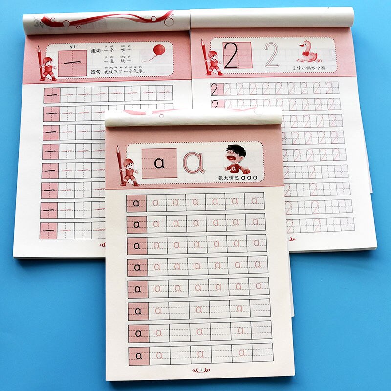 4 Preschool Exercise Books for Children Learning Chinese Pinyin Mathematics Copybook For Calligraphy Practice for beginners