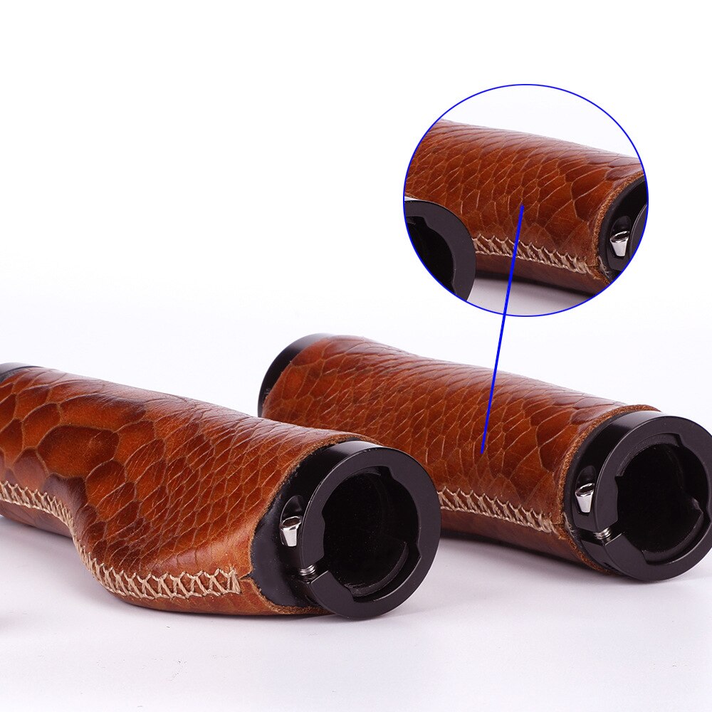 Road Bike Leather Grip Ergonomic Leather Grip Bicycle Handlebar Grips Mountain Bike Grip