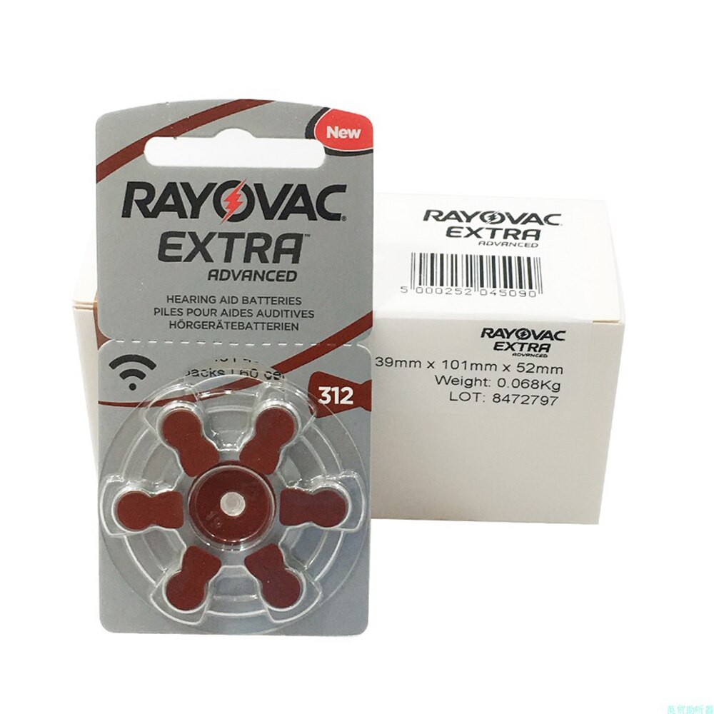 60 Pcs Rayovac Extra Prestaties Gehoorapparaat Batterijen 312 312A A312 PR41. Zink Air Gehoorapparaat Batterij: Default Title