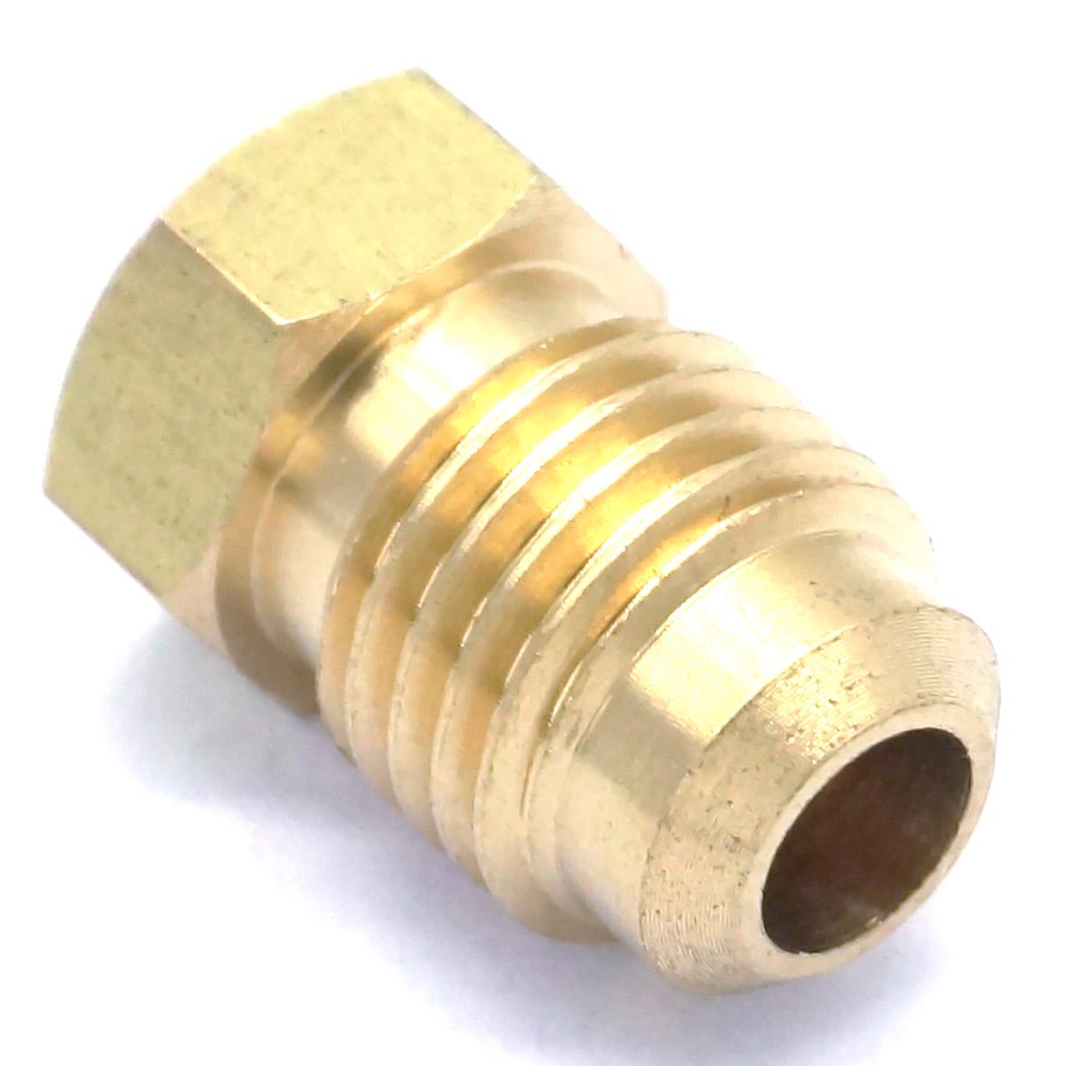 SAE Thread 7/16"-20 UNF Fit Tube OD 1/4" End Plug Brass SAE 45 Degree Pipe Fitting Adapter
