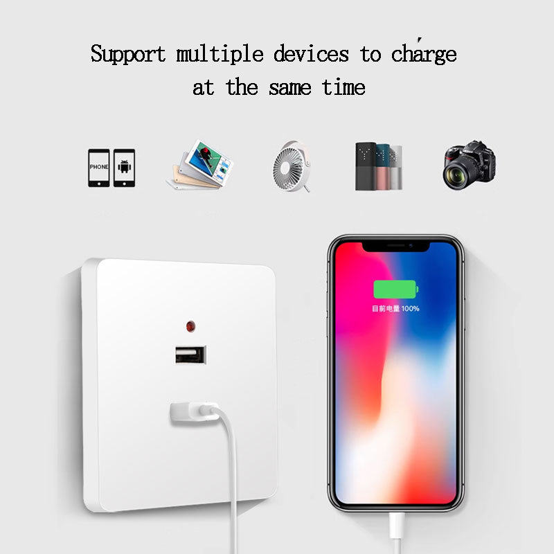 Panel de carga USB tipo c de 2/3/4 puertos montado en superficie, enchufe USB de 220v a 5v, panel integrado oculto en pared, 86 tipos