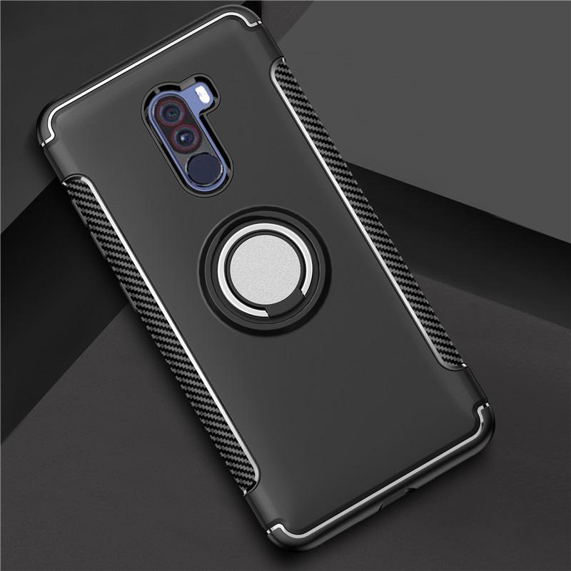 POCOPhone-funda protectora F1 con anillo magnético, funda a prueba de golpes de TPU + PC para Xiaomi POCO Phone F 1, funda para Pocophone F1: For Redmi Note 6 / Black