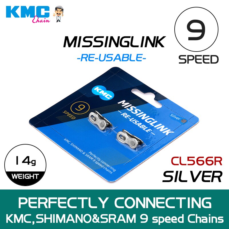 2 Pairs KMC Chain Missing Link 6/7/8/9/10/11 Speed Silver Gold Color Reusable Chain Magic Clasp Bicycle Chain Repair Parts: 9s silver