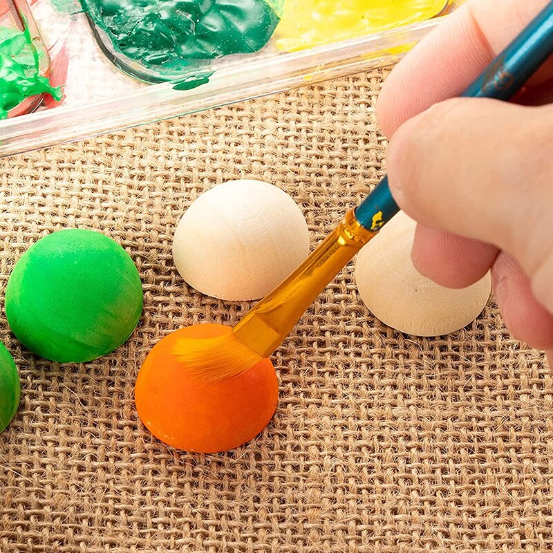 1-50 Uds. Cuentas de media madera naturales, bolas de madera redondas divididas sin terminar para pintura artesanal, arte para niños, hacer narices de Gnomo, decoración navideña