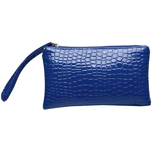 Sac à main en cuir PU pour femmes, pochette à poignet, portefeuille, porte-cartes, maquillage, petite pochette: Dark Blue