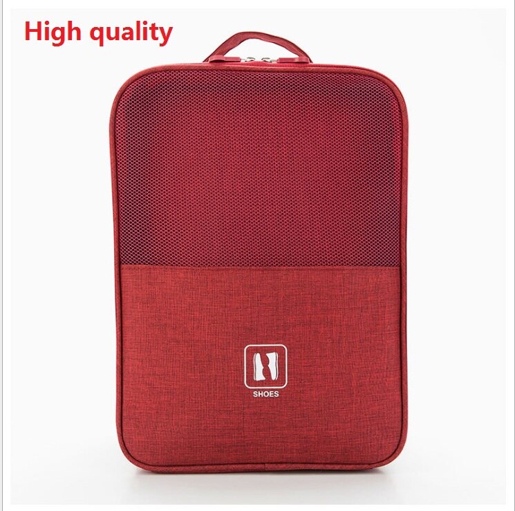 3 Layers Portable Shoes Storage Travel Bags Organizer Mesh Sorting Pouch Dustproof Bags Waterproof Unisex Shoes Covers Tote Bag: Good wine red