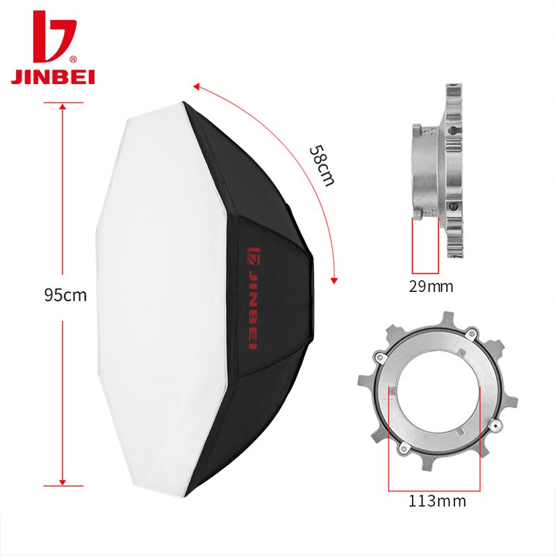 JINBEI M950 Achteckige Softbox mit Bowens montieren 95CM Studio Strobe Blitz-Kasten Reflektierende Beleuchtung Diffusor Fotografie Ausrügestochen
