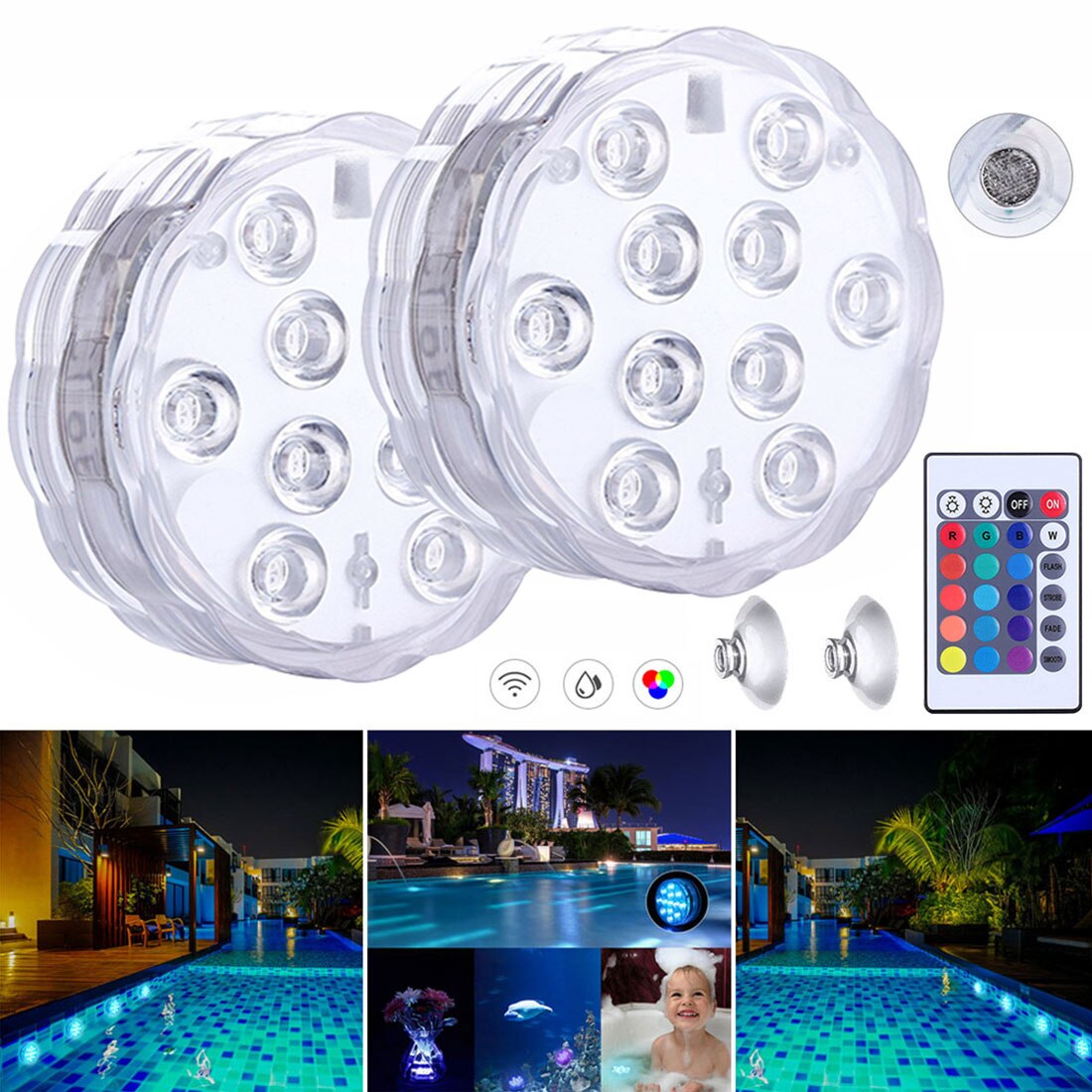 10 stuks 10 led rgb onderwaterlamp onderwater nachtlampje op afstand bedienbaar tuin zwembadlamp voor bruiloft feest vaas boog