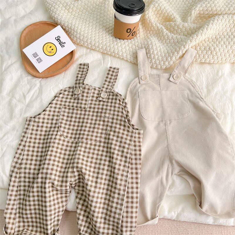 Baby Overalls Voor Meisjes Jongens Casual Effen Plaid Corduroy Jumpsuit Lente Zomer Katoen Kinderen Kleding Meisje Jarretel Broek