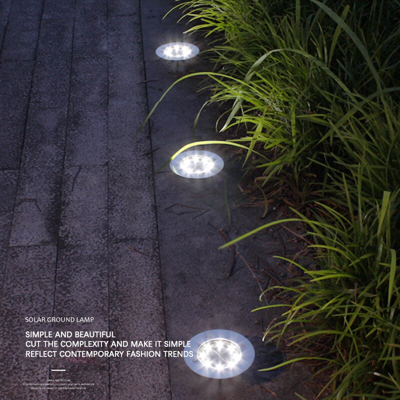Outdoor Solar Powered Ground Light Waterproof Garden Pathway Deck Lights With 8/12/20 LED Lamp for Home Yard Driveway Lawn Road
