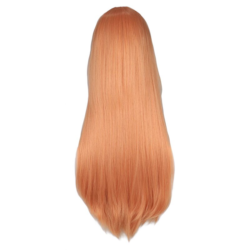 QQXCAIW Long Straight Cosplay Wig Women Costume Party Black Red Ombre Heat Resistant Synthetic Hair Wigs: wan zi gold