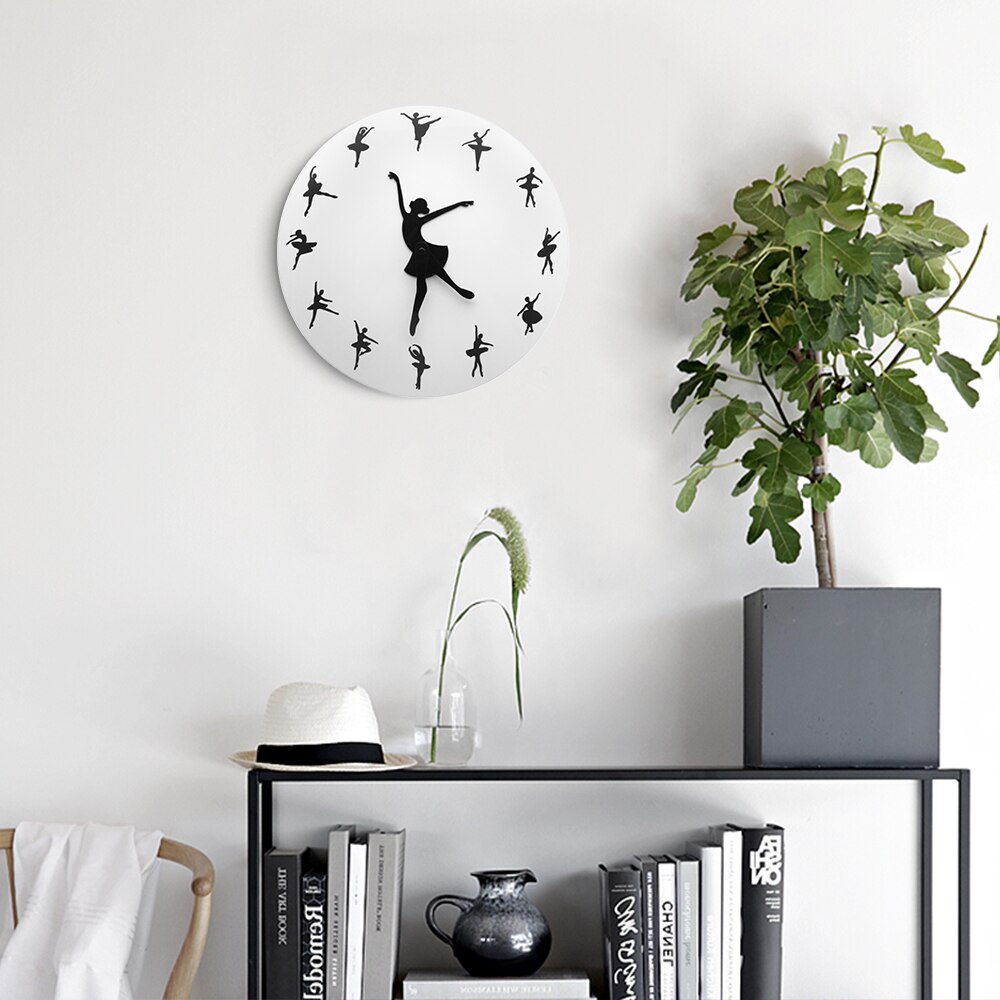 Ballet Dancer Dancing Art Decorative 3D Wall Clock Ballerina Clocks Wall Decor For Dance Room Unique Idea