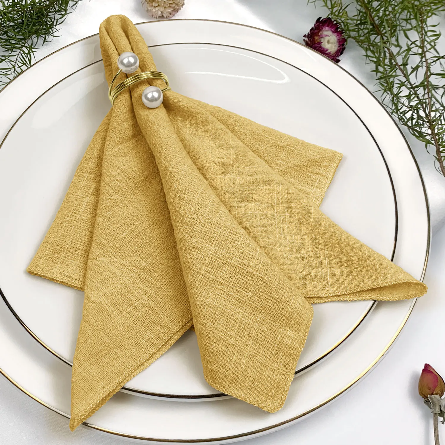 Set van 6 katoenen stoffen servetten gaas saliegroen 30x30cm voor bruiloft decoratie dagelijks gebruik diner theedoek tafel feestservetten: Blauw