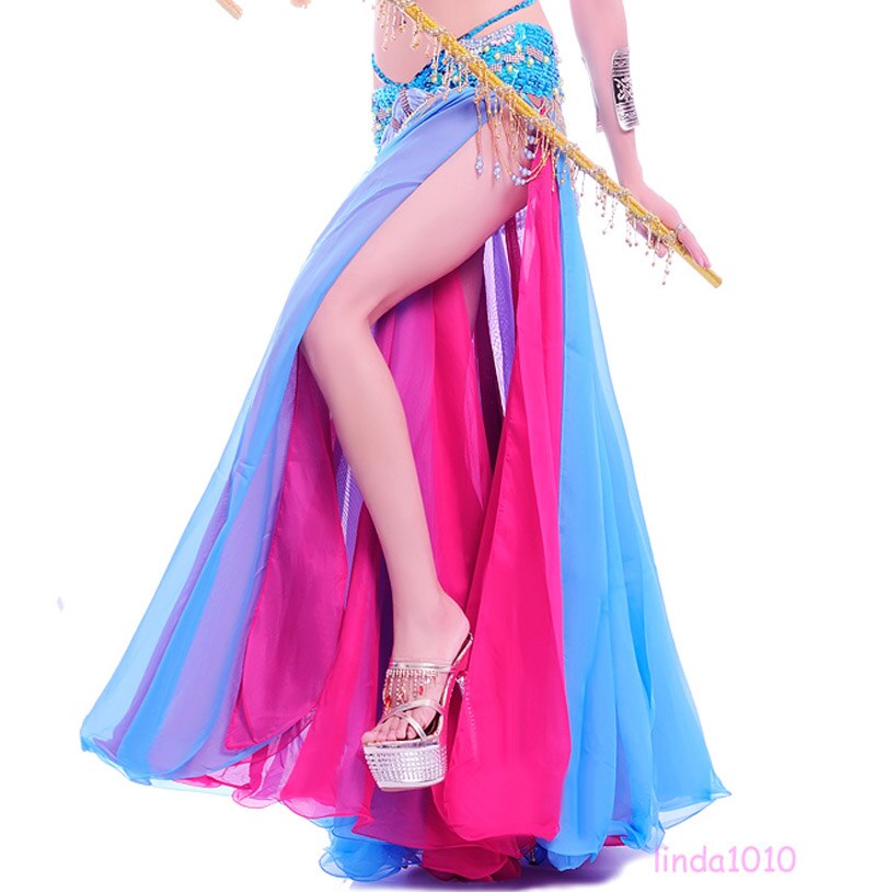 bellydancing skirts belly dance skirt costume training dress or performance -6002: Turquoise Fuchsia