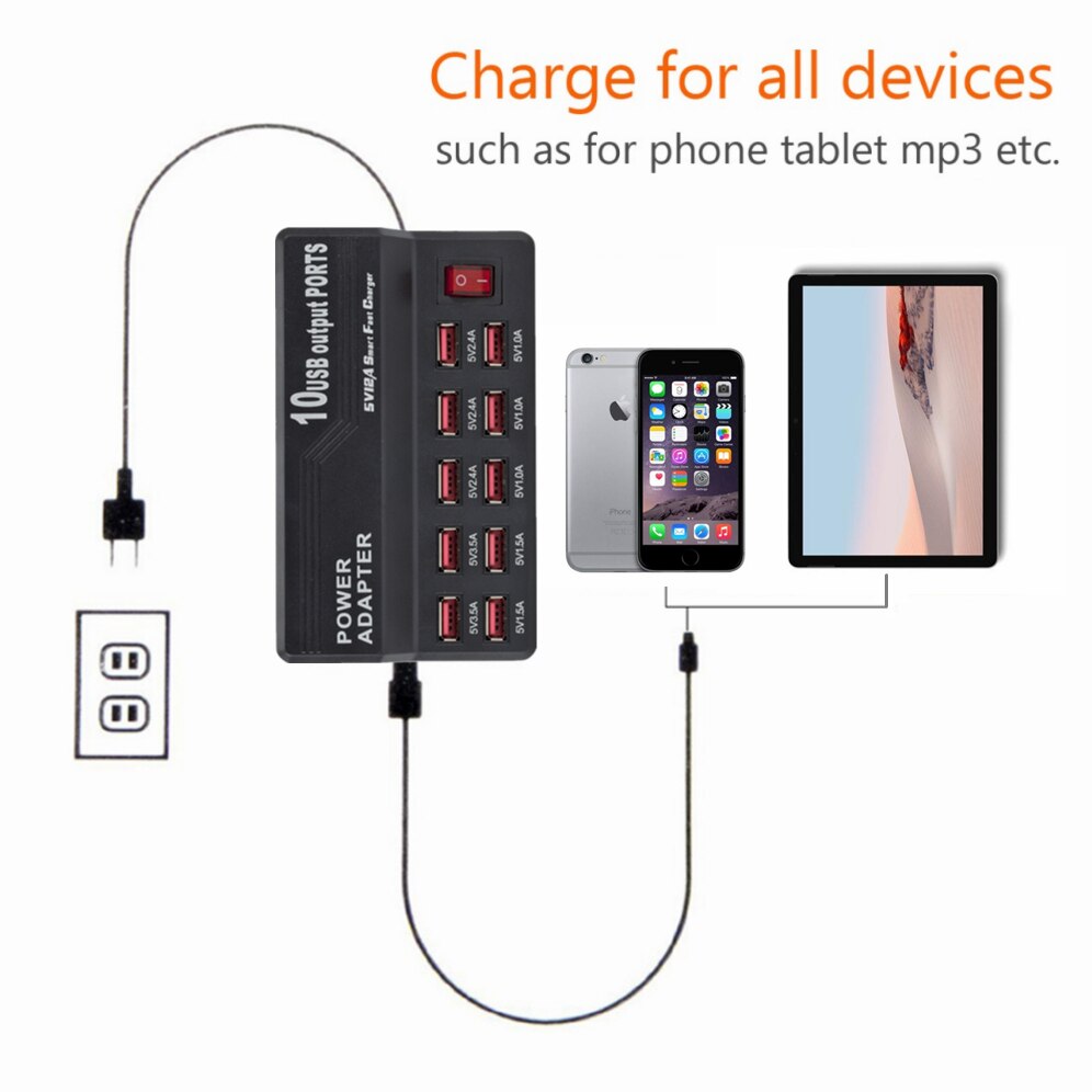 Grwibeou multi 10 usb schnellladestation mit ladeanschluss für iphone 7, 5 , 5s 6 6s plus, ipad, lg, samsung und huawei
