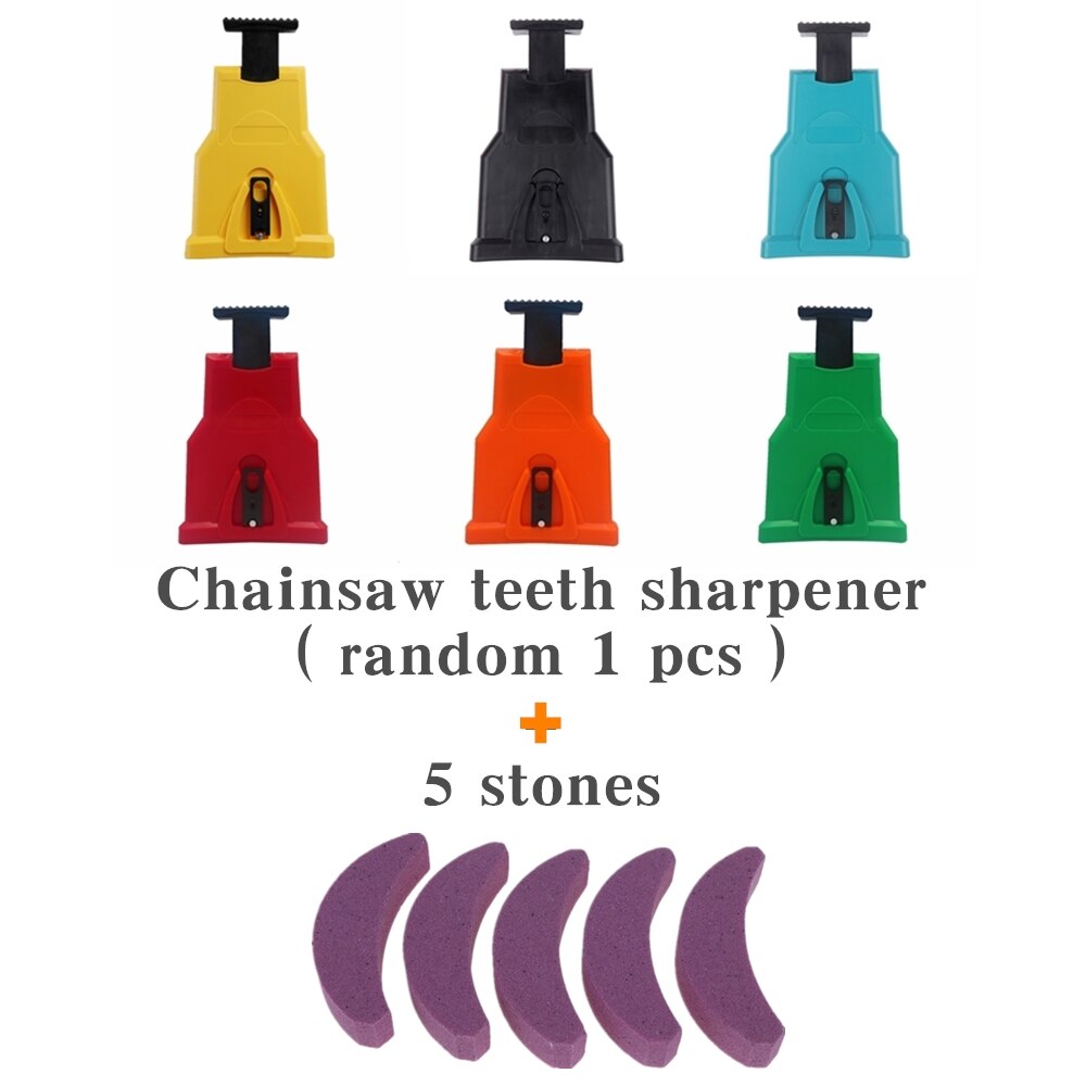 Chainsaw Teeth Sharpener Portable Sharpen Chain Saw Bar-Mount Fast Grinding Sharpening Chainsaw Chain Woodworking Tools: 1 pc with 5 stones