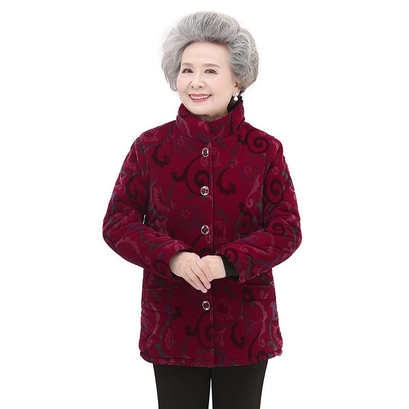 Manteau grande taille 5XL pour femmes âgées de 60 à 80 ans, veste chaude d'hiver, pardessus court pour femmes, vêtements d'extérieur, tenue de grand-mère