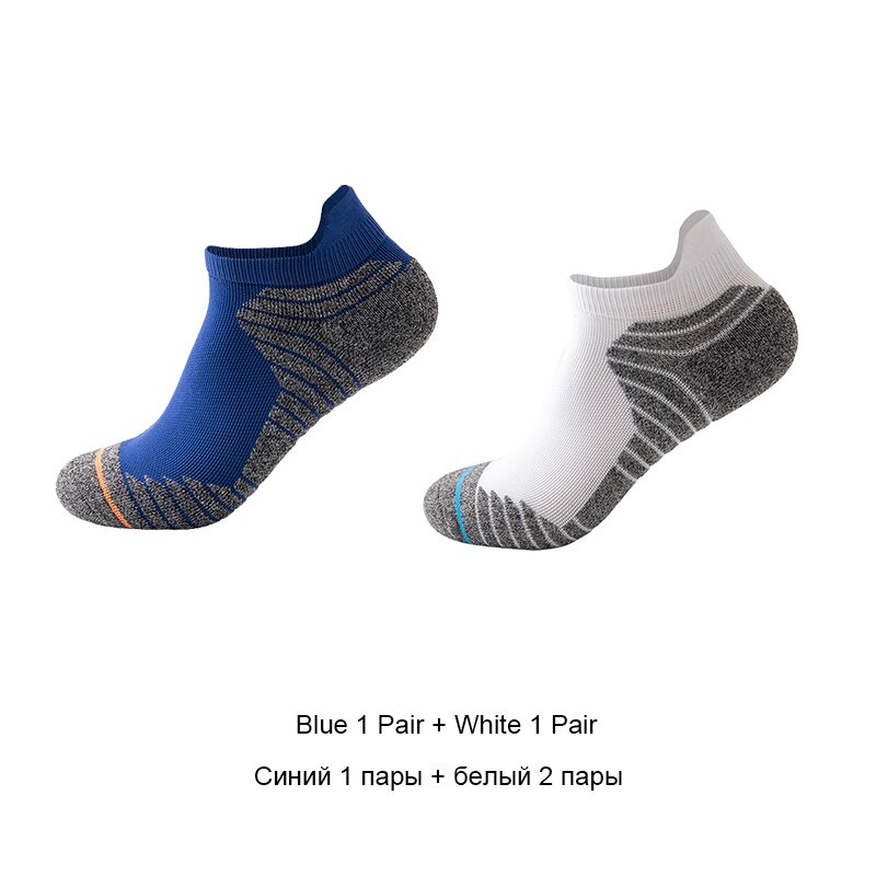 Men athletic socks no show running socks outdoor man sport socks cycling walking socks VKMONY: Blue1White1