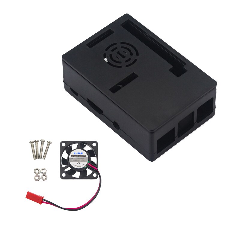 Raspberry Pi 3 Model B+ 3.5inch LCD screen ABS Case RPI 3 Model B+Black Case Plastic Box Shell for Raspberry Pi 3B Plus/3B: Black case with Fan