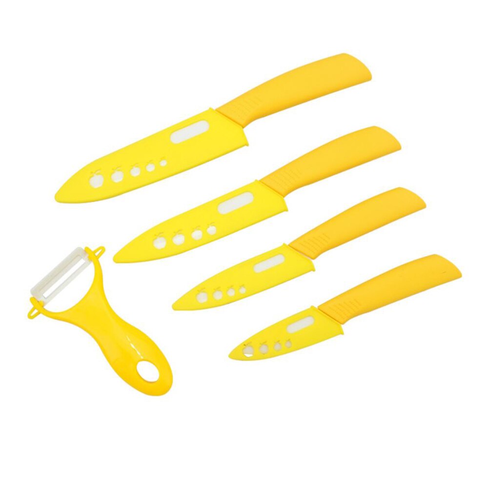 Ceramic Knife Set 3 4 5 6 inch Kitchen Knife Set Fruit Vegetable Utility Slicing Zirconium White Blade Chef Knives: YELLOW