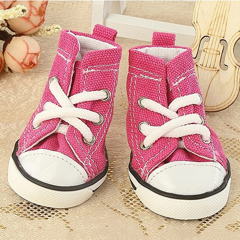 4PCS Denim Dog Shoes Breathable Pet Dogs Canvas Shoes Teddy Boot Skidproof Outdoor Casual Canvas Puppy Sneakers Pet Products