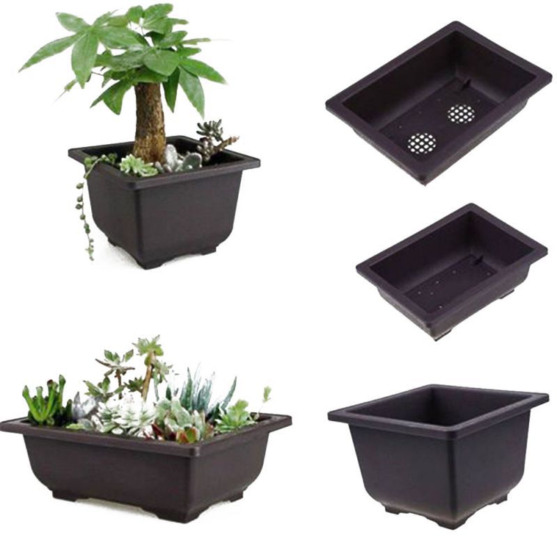 Plastic Retro Flower Pot Square Simple Succulent Planting Pot Rectangular Seedling Pot Flower Pots
