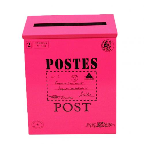 9 farver postkasse vintage metal postkasse sag væghængende jern postkasse post postbreve avisboks hjemindretning oranment: Rosenrød