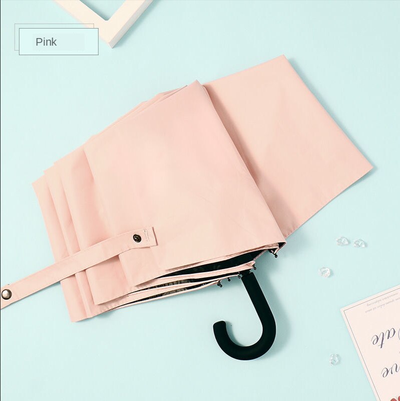 Black&amp;white Dot Umbrella Rain Women Uv Hook U-shape Curved Handle Umbrella For Women Windproof Umbrellas: manual-pure Pink