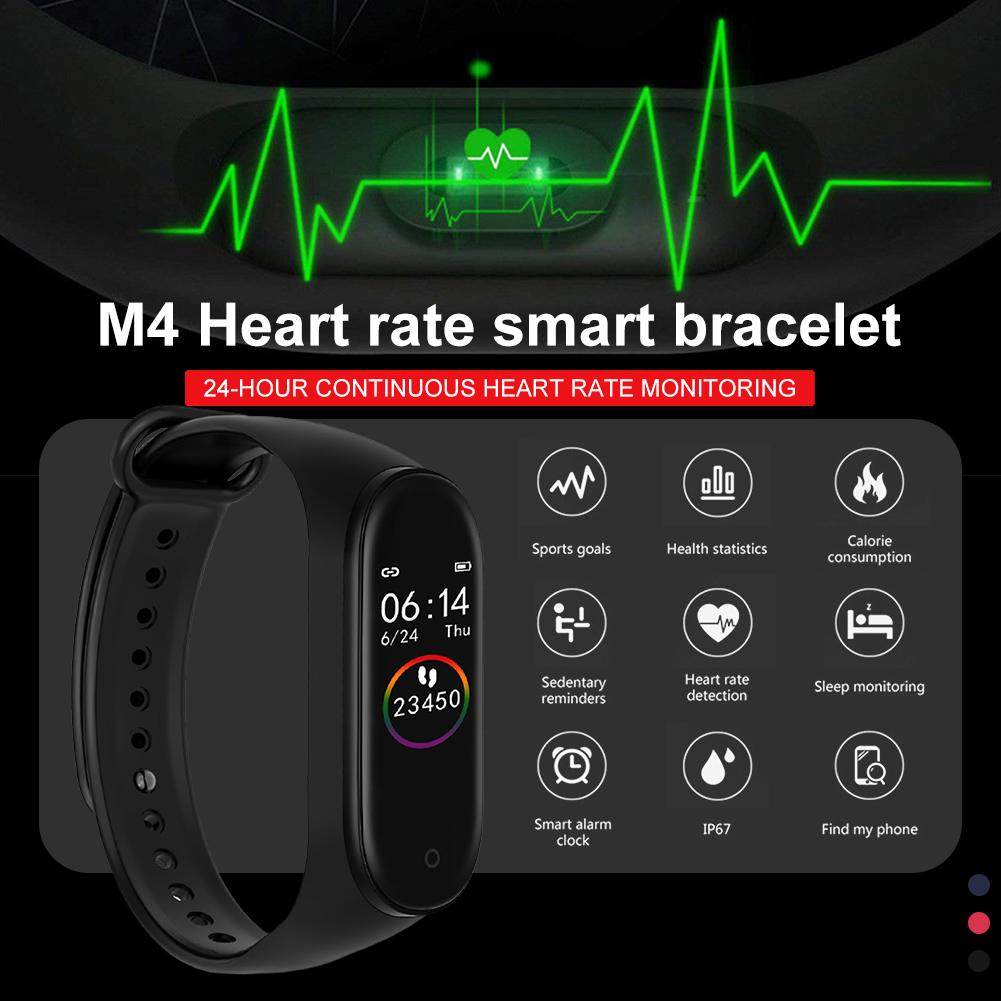Sport Horloge Hartslag Bloeddruk Slaap Monitoring Kleurenscherm Waterdichte Bloed Zuurstof Pols Voor M4 Smart Armband