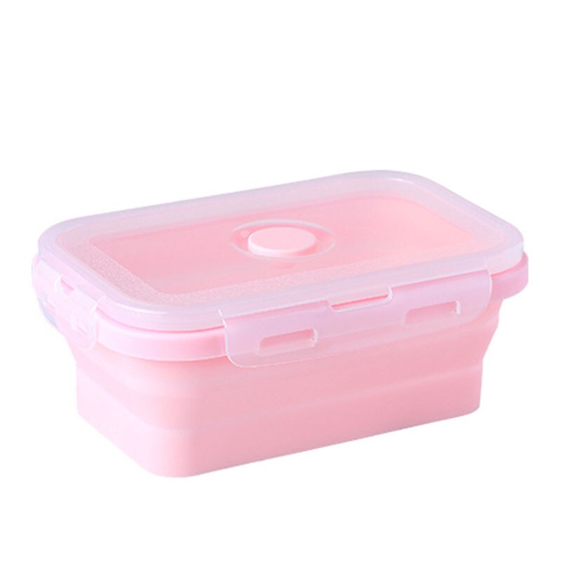 Silicone Lunch Box Foldable Food Storage Bento Box Bowl Food Container for Kid Microwave Portable Picnic Camping Outdoor Product: Pink / 350ml
