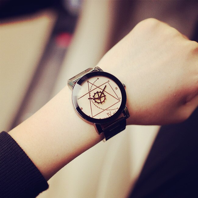 Original Couple montre en acier inoxydable paire montres horloge pour hommes et montre pour femme: Womens white