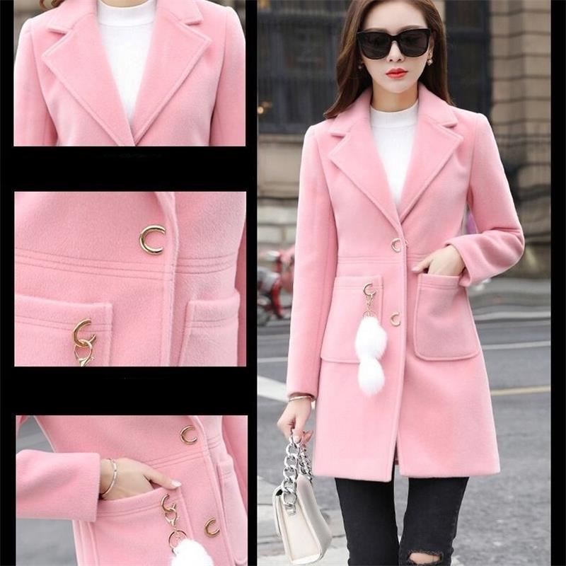 Blends Woolens Overcoat Female Coat Autumn Winter Coats And Jackets Women Plus size Coat Women's Wool Coats Long Tops