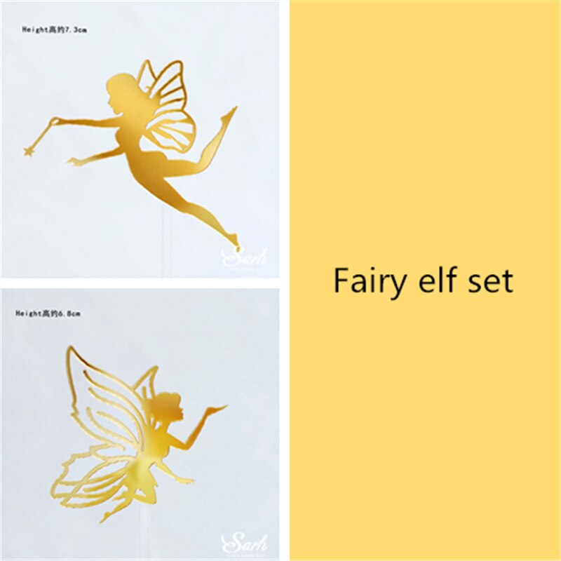 Joyeux anniversaire fée Elf gâteau Topper fleur dentelle maille Valentine décoration pour enfants enfant fille fête fournitures cuisson mignon: Fairy elf set