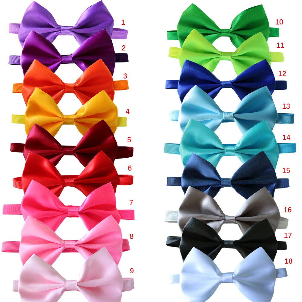 Nœud papillon pour chien, 100 pièces, 18 couleurs, ruban solide, accessoires de toilettage pour animaux de compagnie, chat, chien, petit et moyen gabarit,
