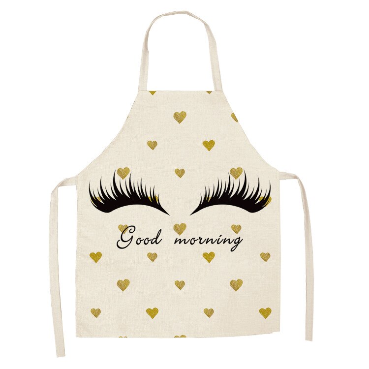 Cils des yeux imprimés maison cuisine tablier propre imperméable à l'eau résistant à l'huile tablier enfants hommes femmes Chef cuisine Aprons53-65cm: ILW-0006-06