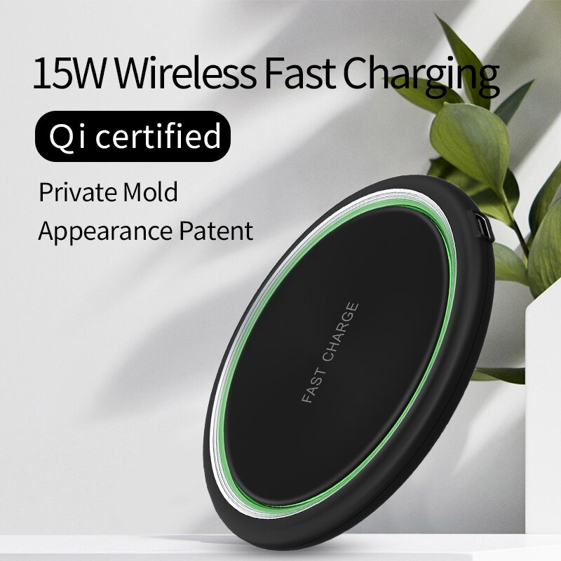 Ongoo wireless charger pad qi for iphone 13 12 pro max for iphone 11 x 8 apple watch certified wireless charger phone charging: Black with light
