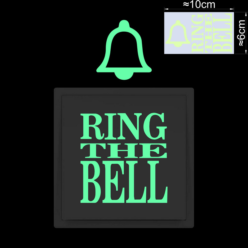 Anello il campanello che si illumina al buio Adesivo per interruttore campanello Porta aperta che indica etichetta per cartello Negozio Hotel Decorazione per finestra per auto Decalcomania in vinile: verde