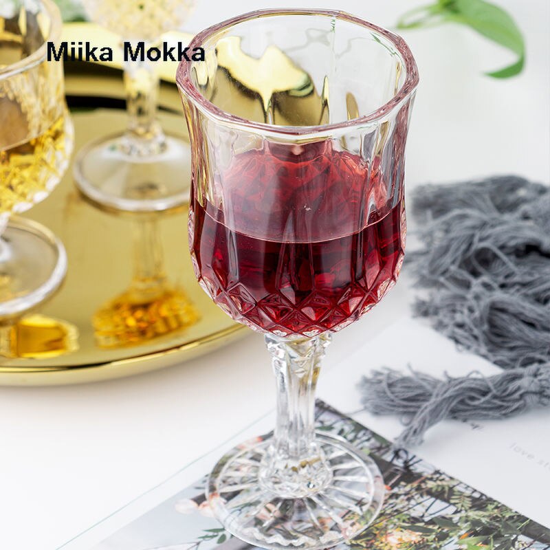 2pcs Diamond Pattern Wine Glass Crystal Wiskey Champagne Glasses Bordeaux Burgundy Wedding Party Birthday Lead-Free