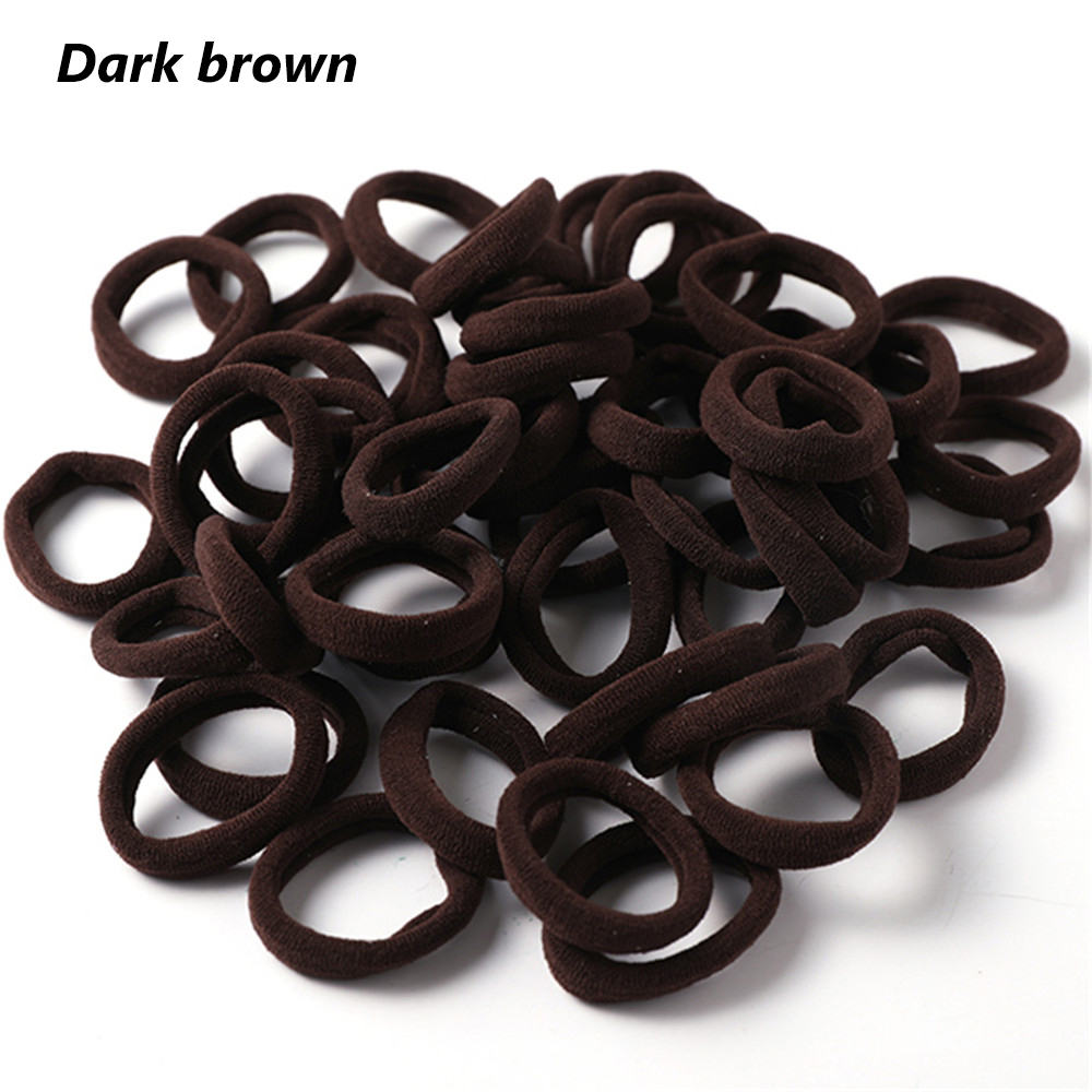 50pcs No-damage Hair Ropes Mini Elastic Rubber Hair Bands for Women Seamless Hair Ties Ponytail Holders Hair Accessories: Dark brown