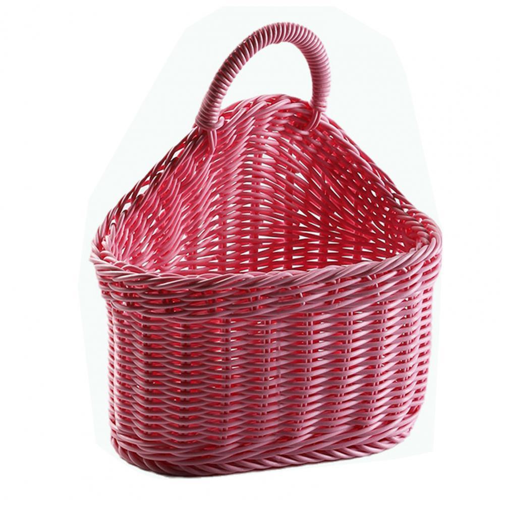 Panier de rangement en rotin multicolore, joli panier de rangement en osier, avec poignée, durable: Rose
