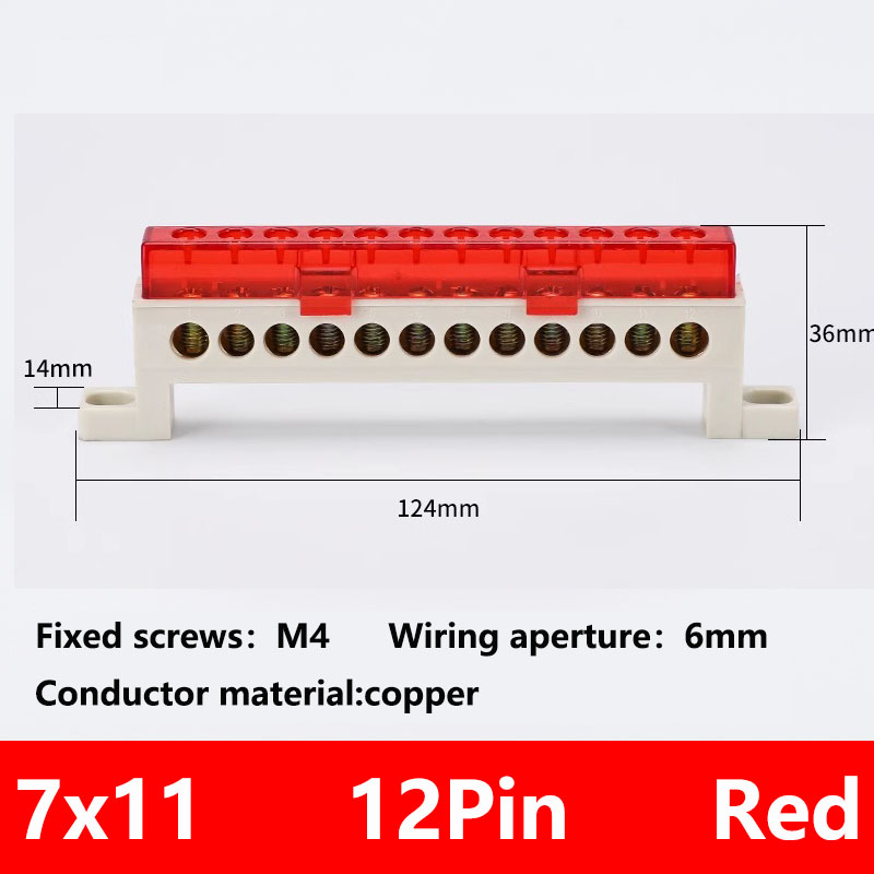 Zero wire terminal 3/4/5/6/7/10-Hole Distribution Box Terminal Block dustproof Ground Copper Bar Bridge type Busbar With cover: WHITE