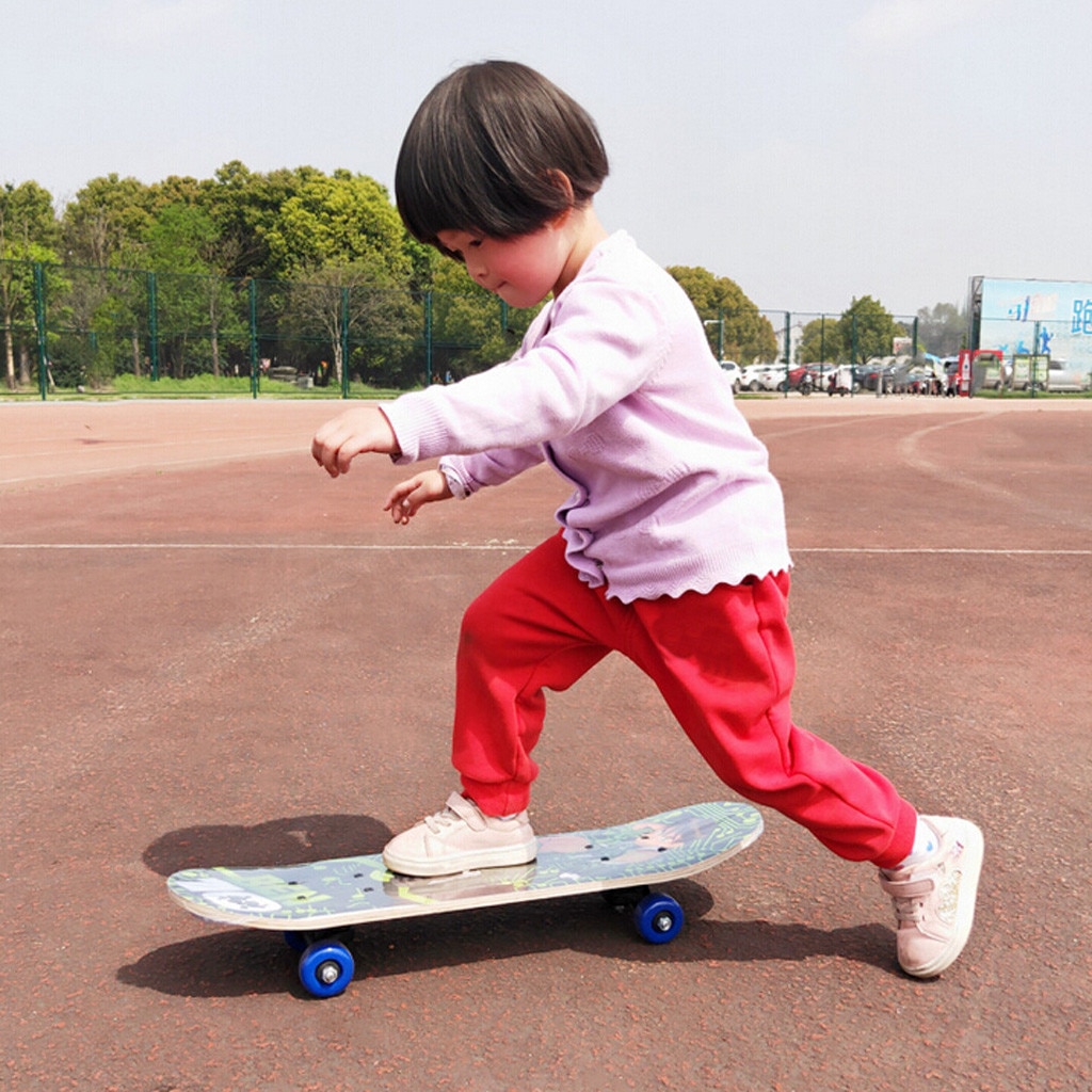 Skateboard Longboard Tieners Kinderen Meisje Rusland Maple Natuurlijk Hout Retro Mode Platte Plaat Dubbele Rocker Skate Boards #4